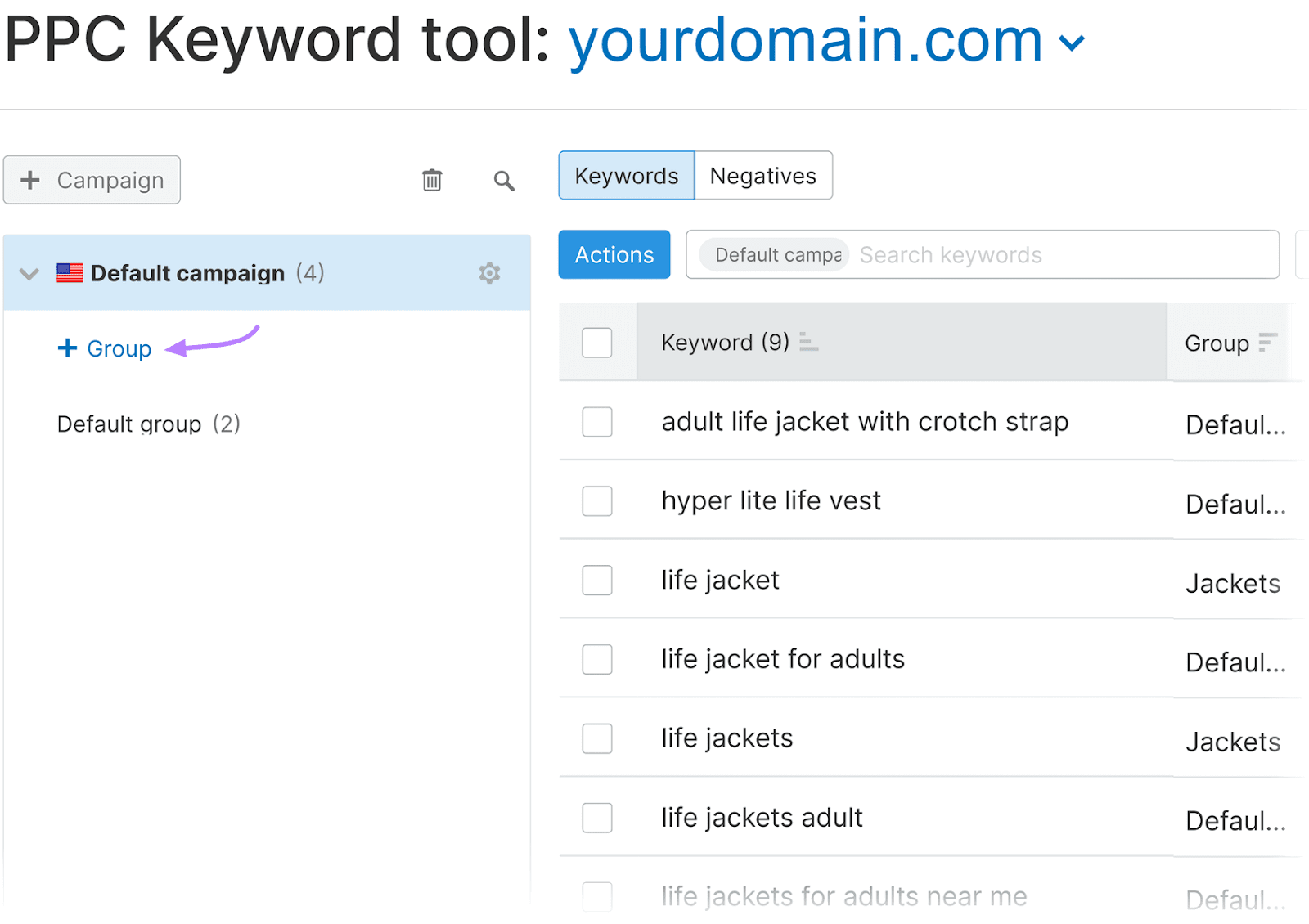 PPC关键字工具 interface for 