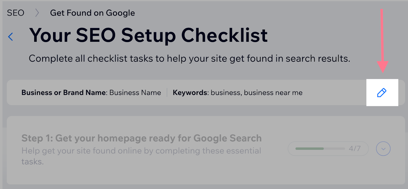 Edit icon under 高级行政主任 Setup Checklist