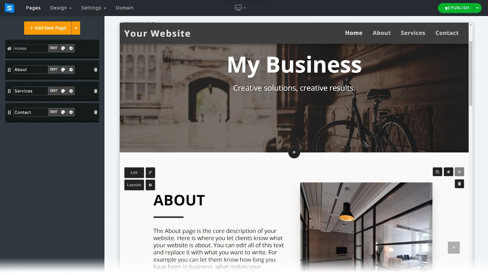 网站123 website builder interface
