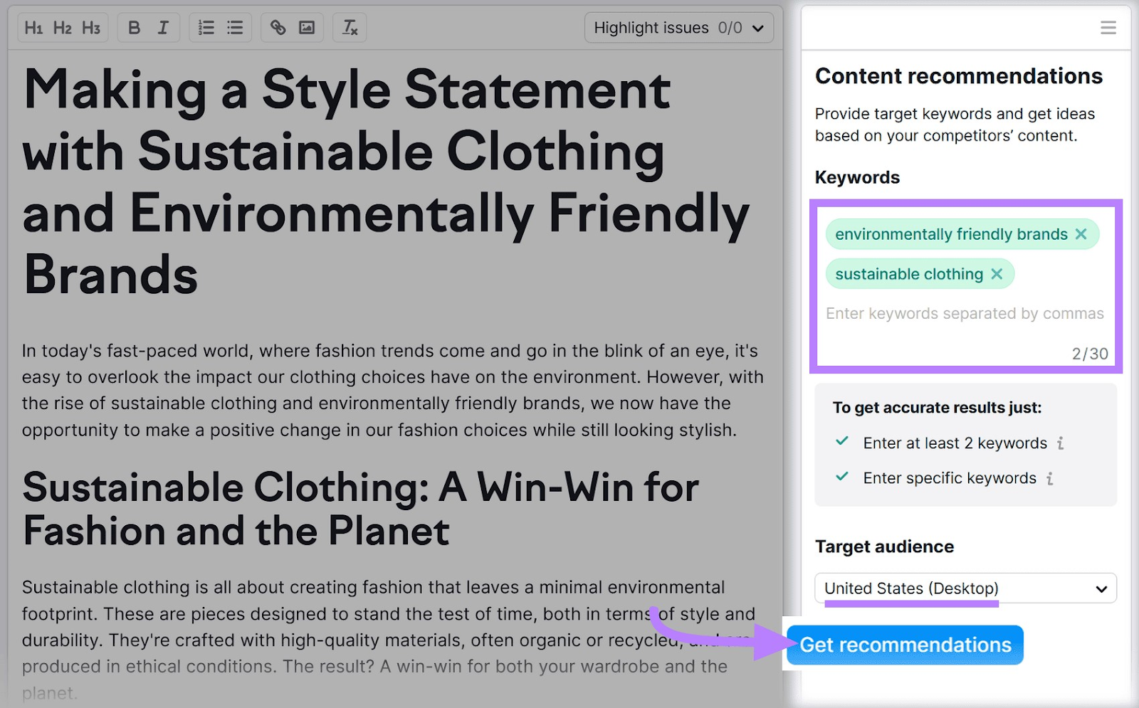 Content and keywords: