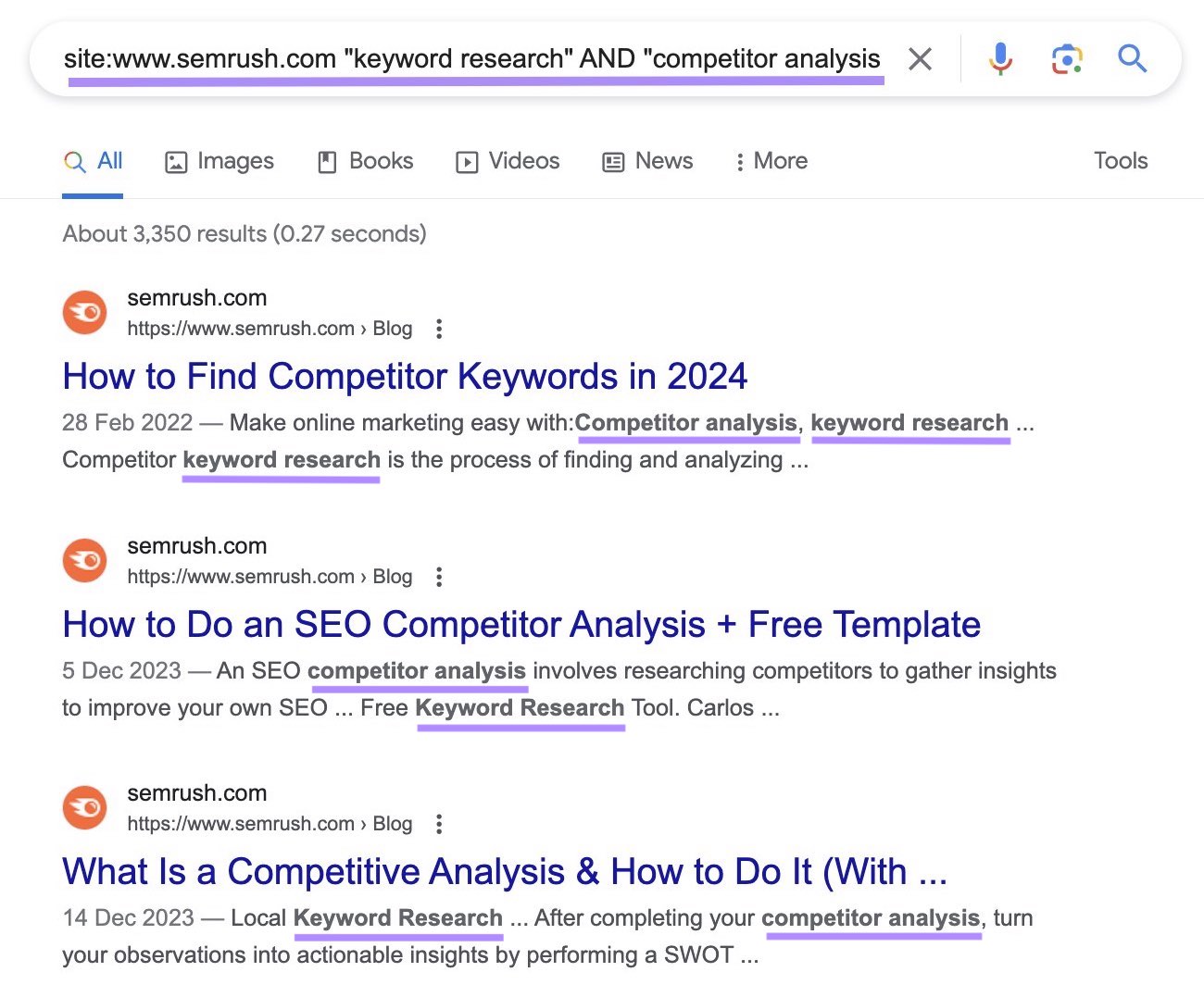 Google's SERP for