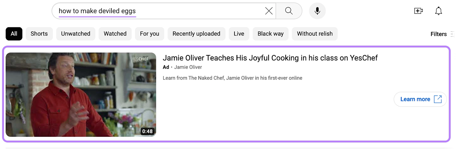 Jamie Oliver's cooking ad for 