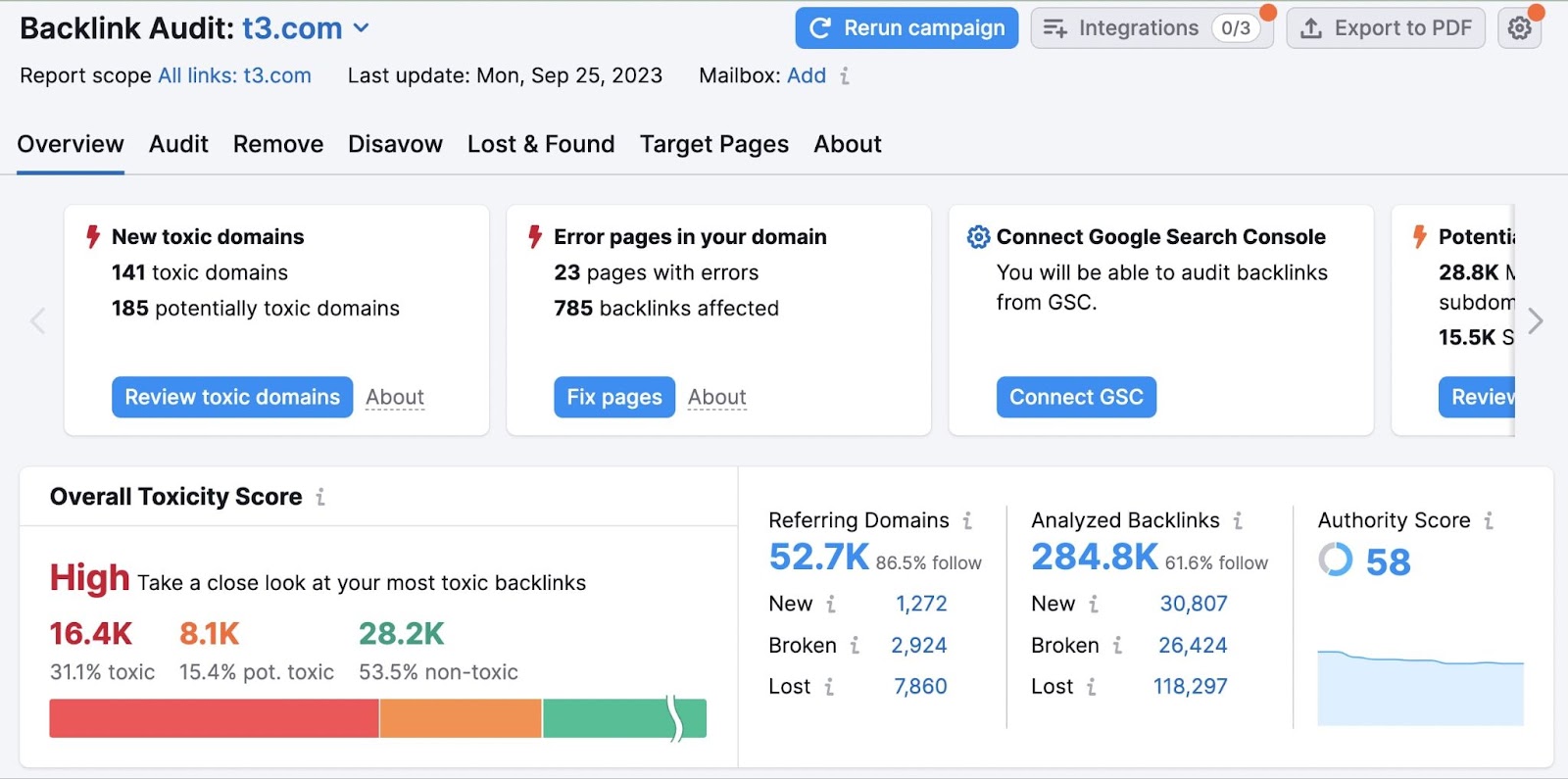 An overview dashboard in 反向审计 tool