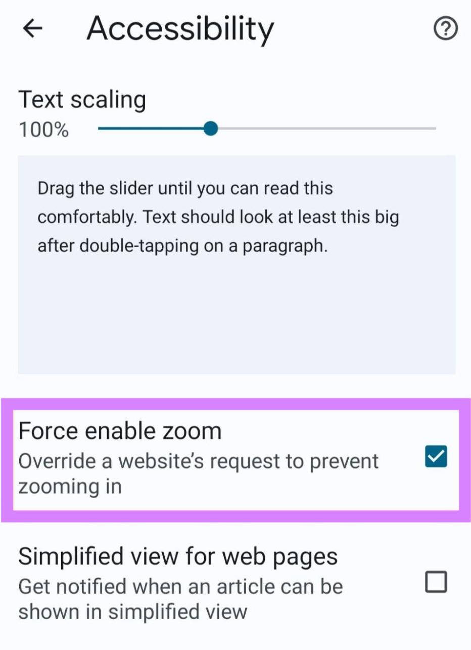 “Force enable zoom