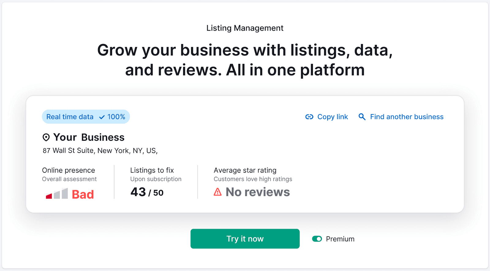 A summary of business’s local visibility in 上市管理 tool