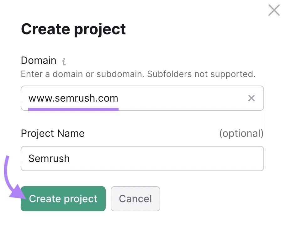 Enter your domain in