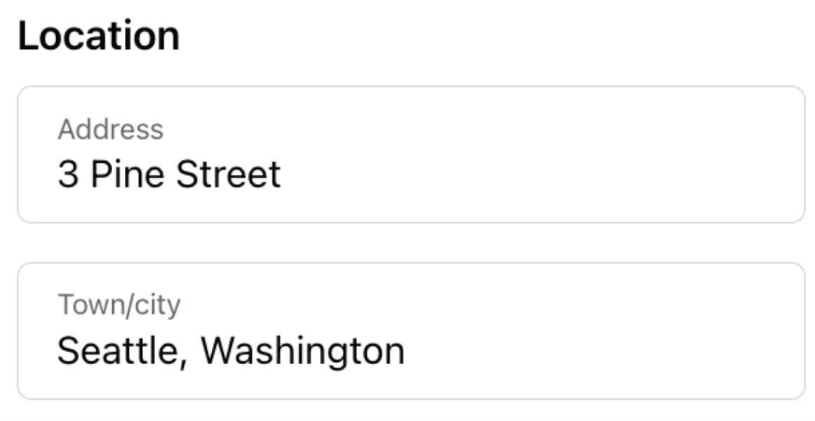 Facebook page“Location”information