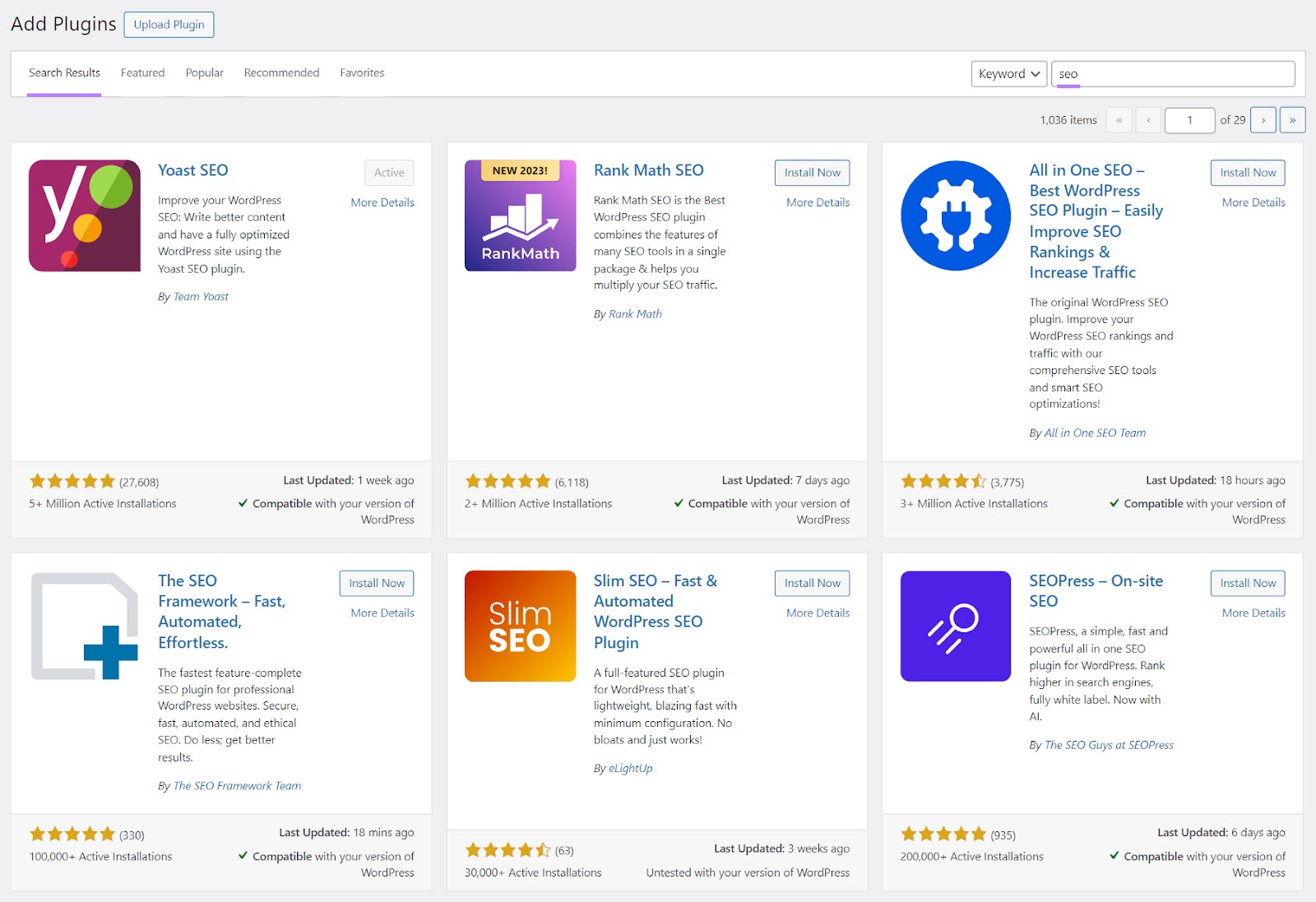 WordPress的 SEO Plugins page