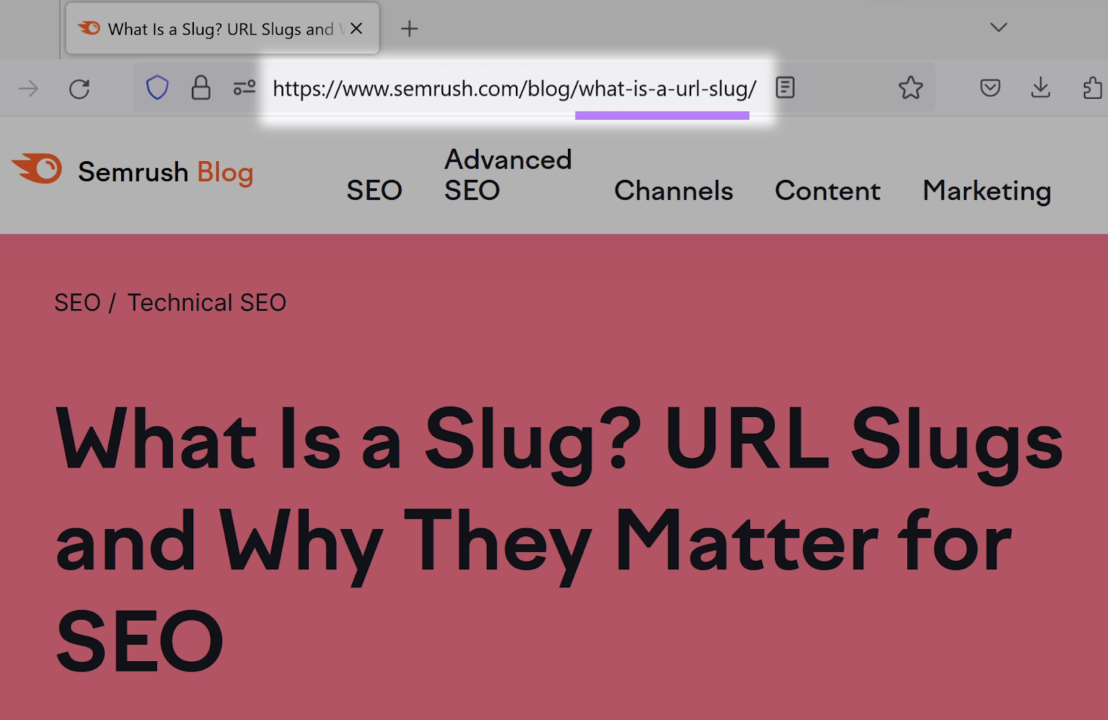 an example of a URL弹头 on Semrush Blog (