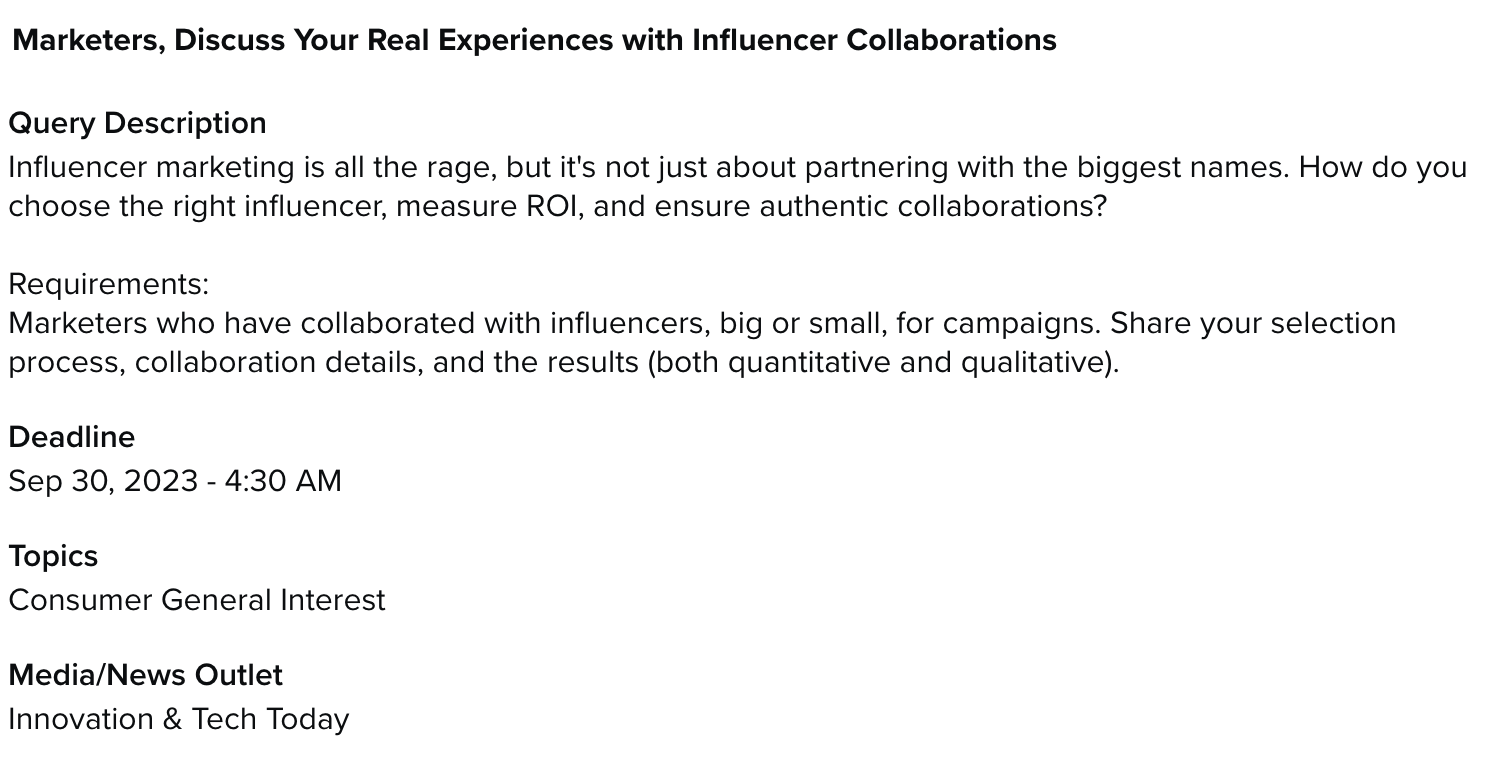 连接性 request for experts in influencer marketing