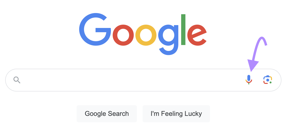 Microphone icon highlighted on 谷歌 search