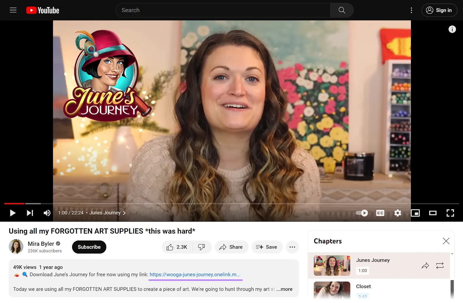 June’s Journey partnership with YouTuber和artist Mira Byler