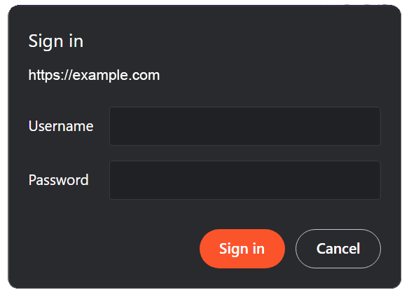 Sign-in box on a webpage as a result of .htaccess的 password protection.