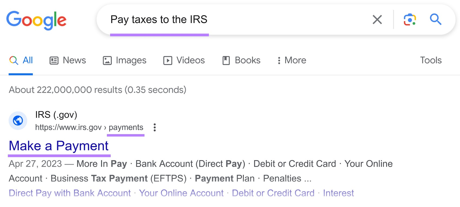 Google search for
