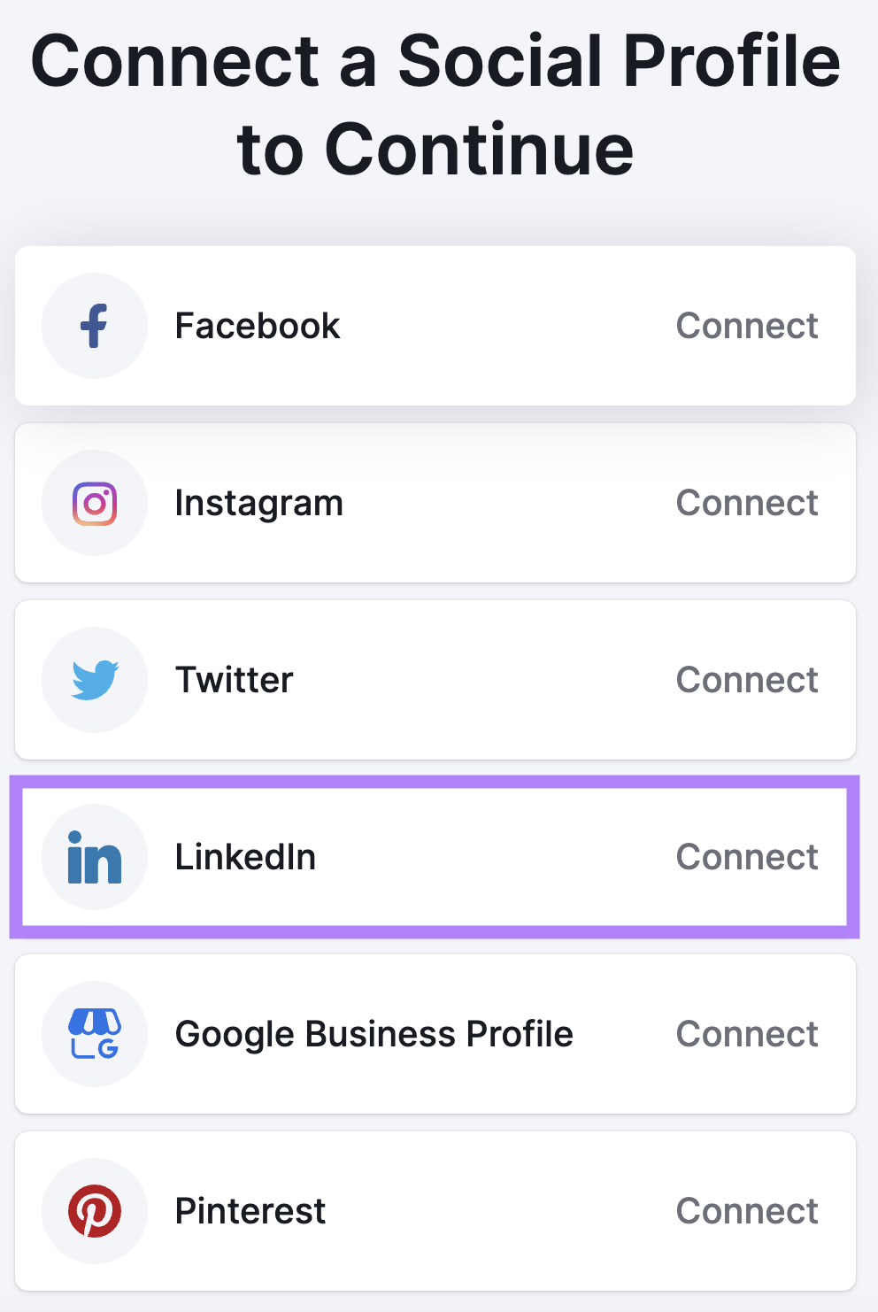 A list of social media connections to choose from with 领英 selected
