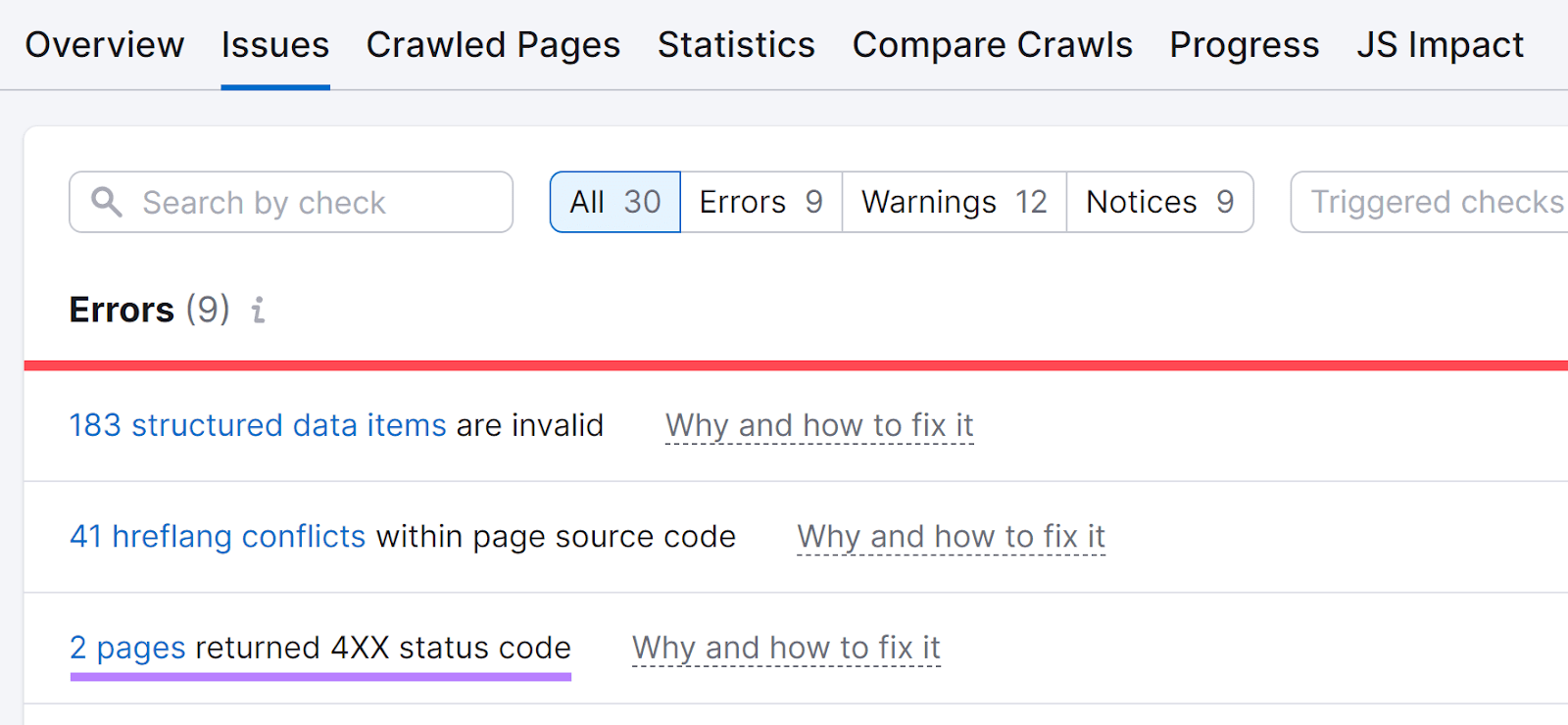 现场审核 results showing 2 pages with a 4xx status code error.