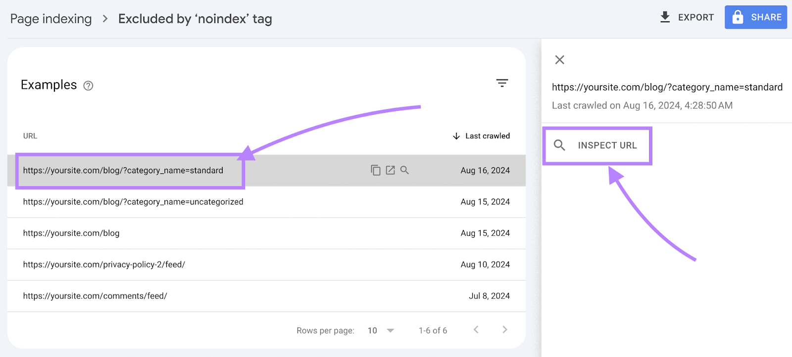 A highlighted URL to show the 