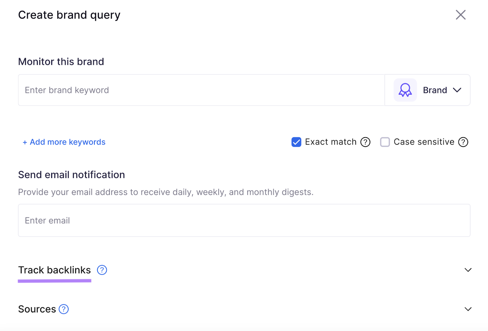 Create brand query in 品牌监控