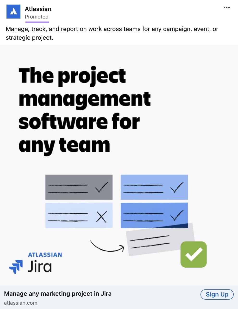 LinkedIn ad by Atlassian with the 