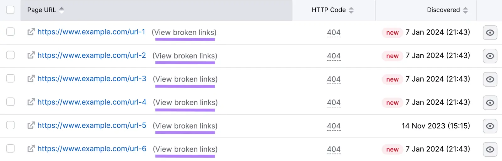 A list of 404 errors in 现场审核 tool