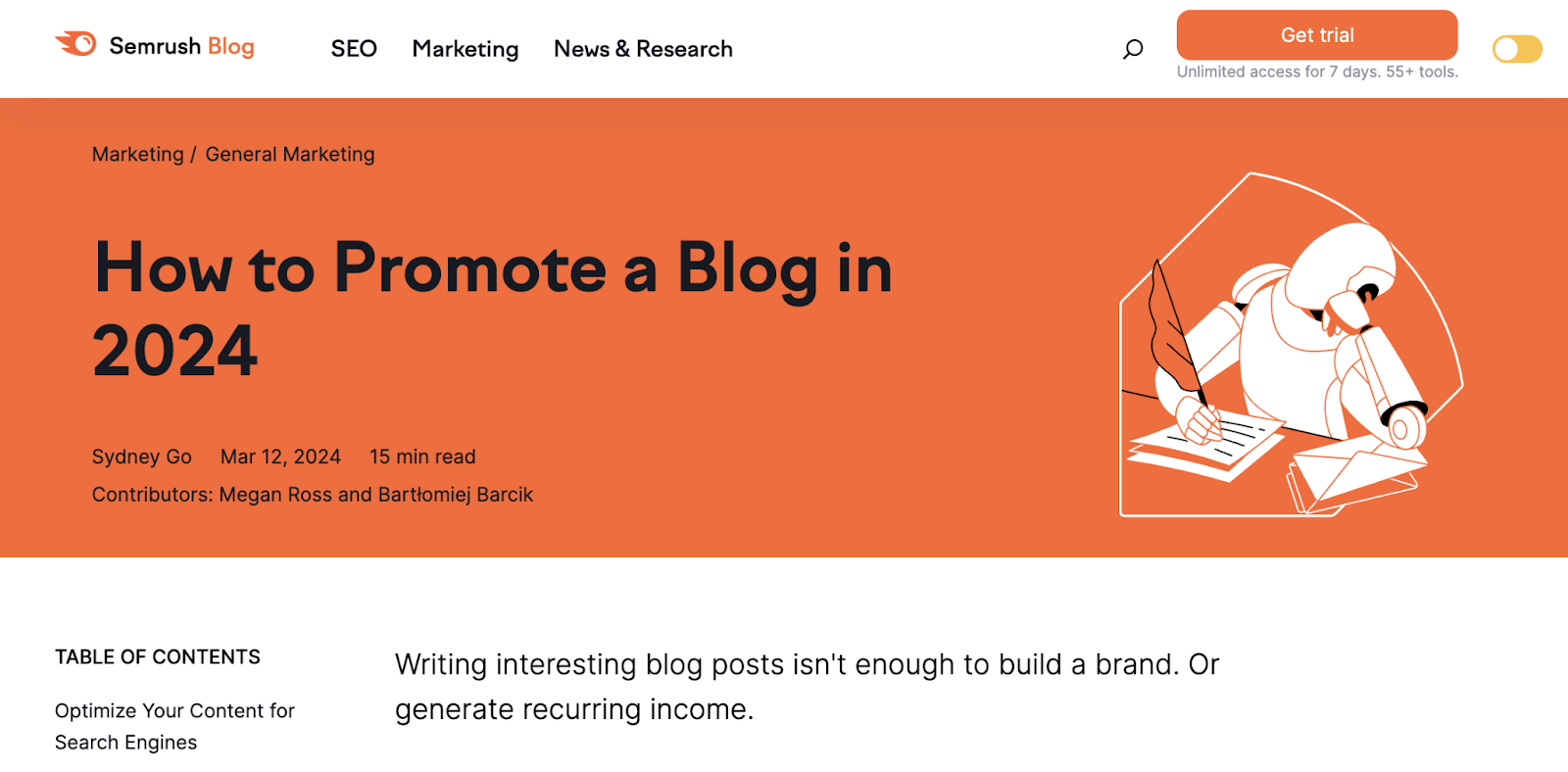 Semrush's blog title