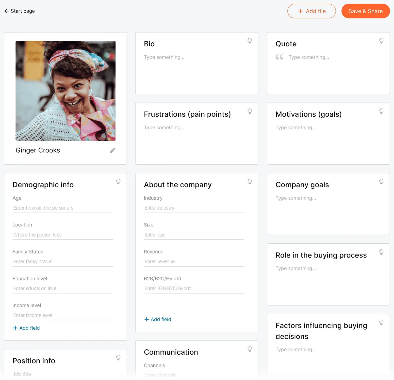 An empty 买方角色 template in Semrush 人物角色