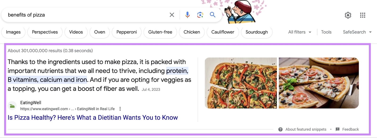 A featured snippet on Google SERP的 for 