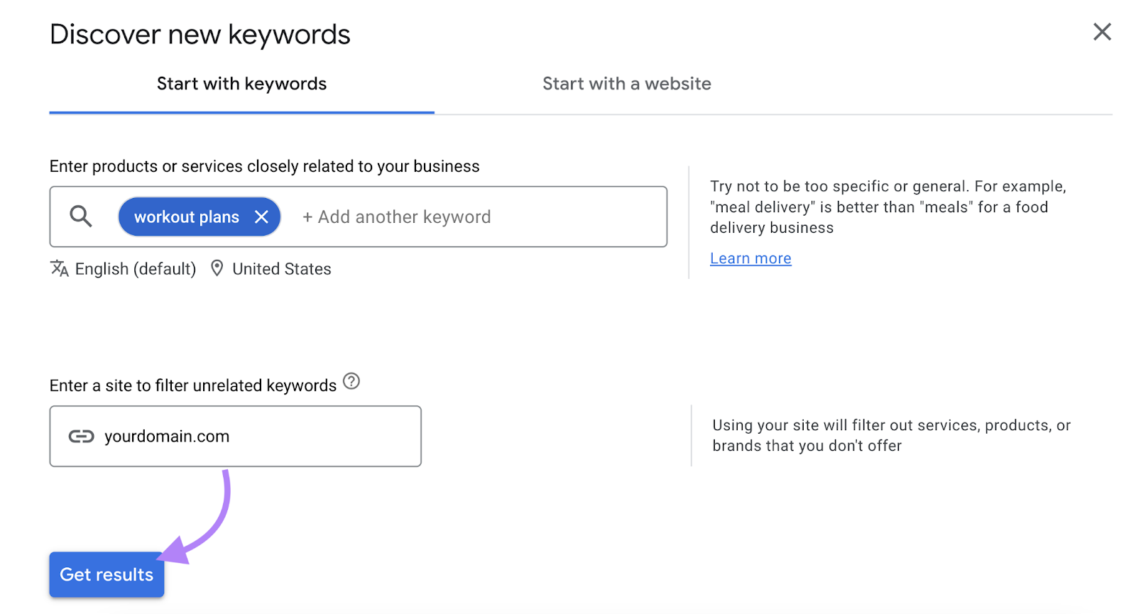 keyword和domain entered