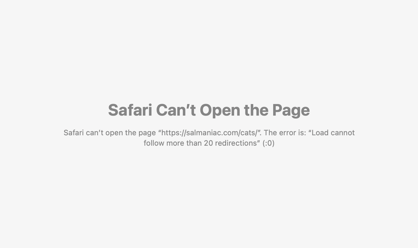 ERR_TOO_MANY_REDIRECTS error in 野生动物园