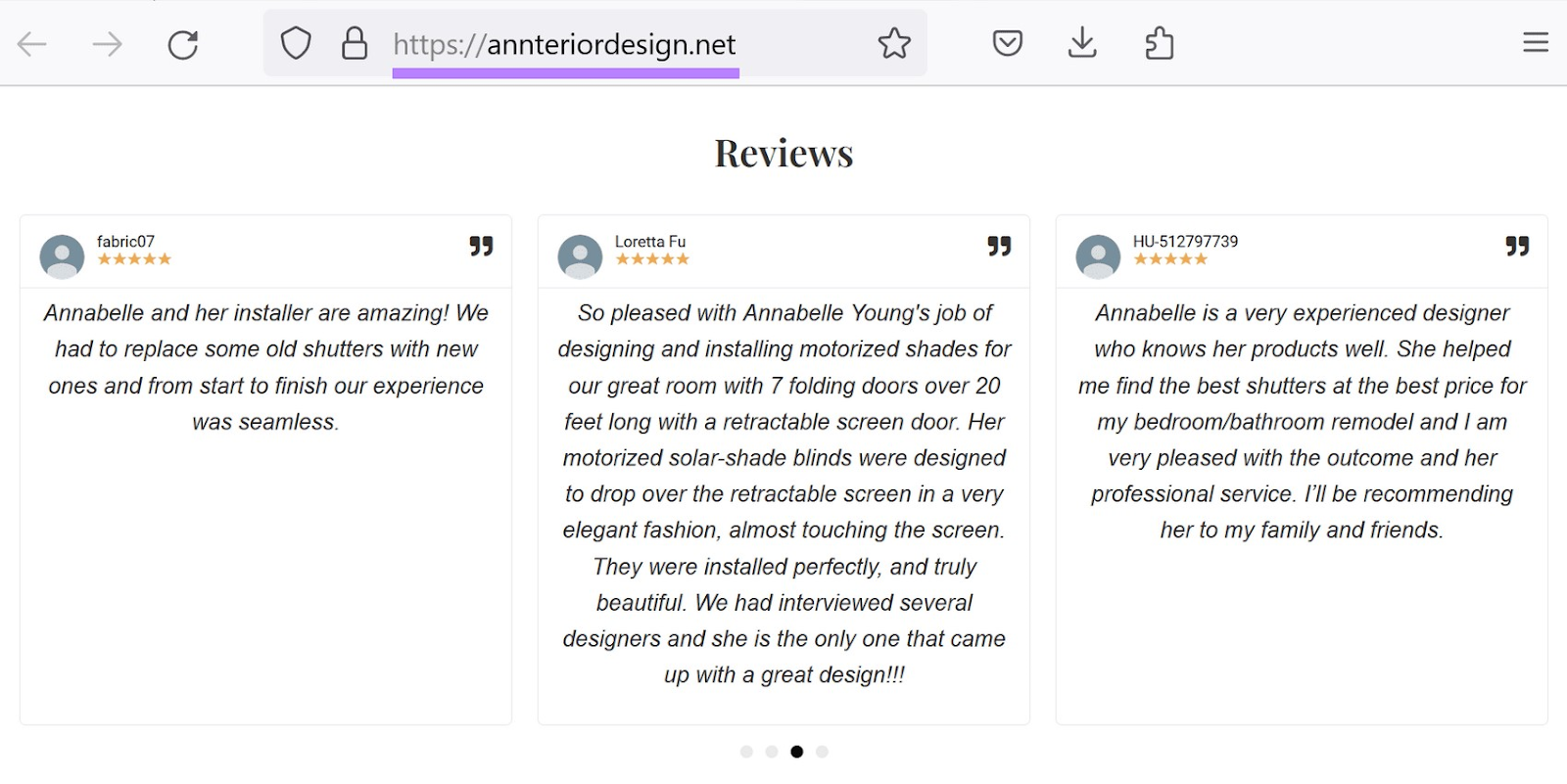 This review carousel is similar to the Tripadvisor小工具, showing the star rating and brief review snippet.