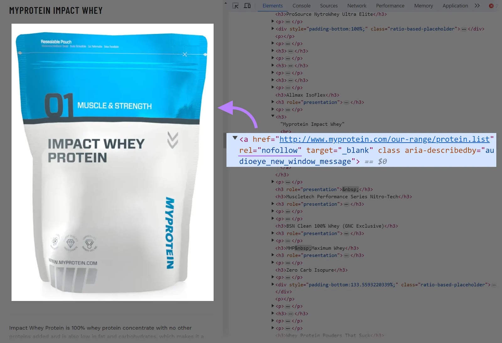 HTML code of the 