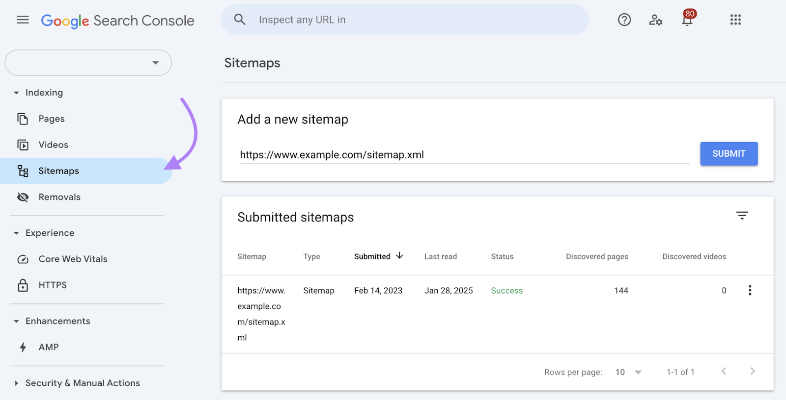 网站地图 tab includes field to add a new sitemap.