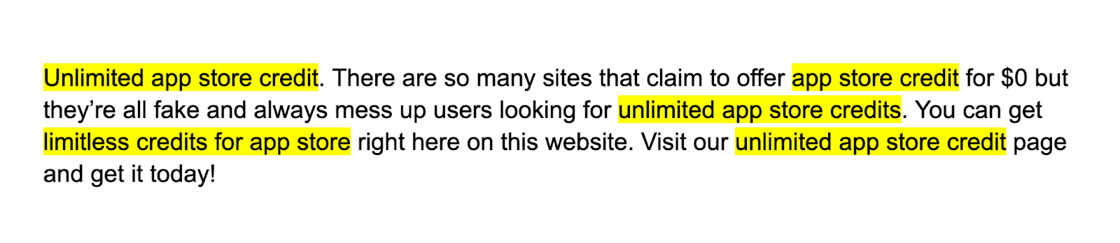 该same keyword is mentioned multiple times in a similar block of text