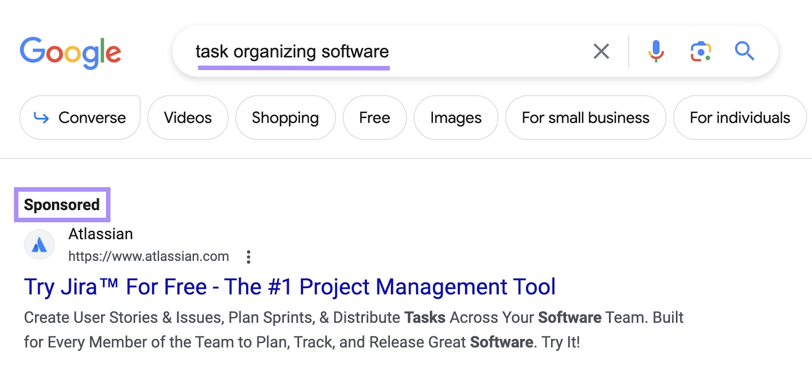 A PPC ad on Google for the term