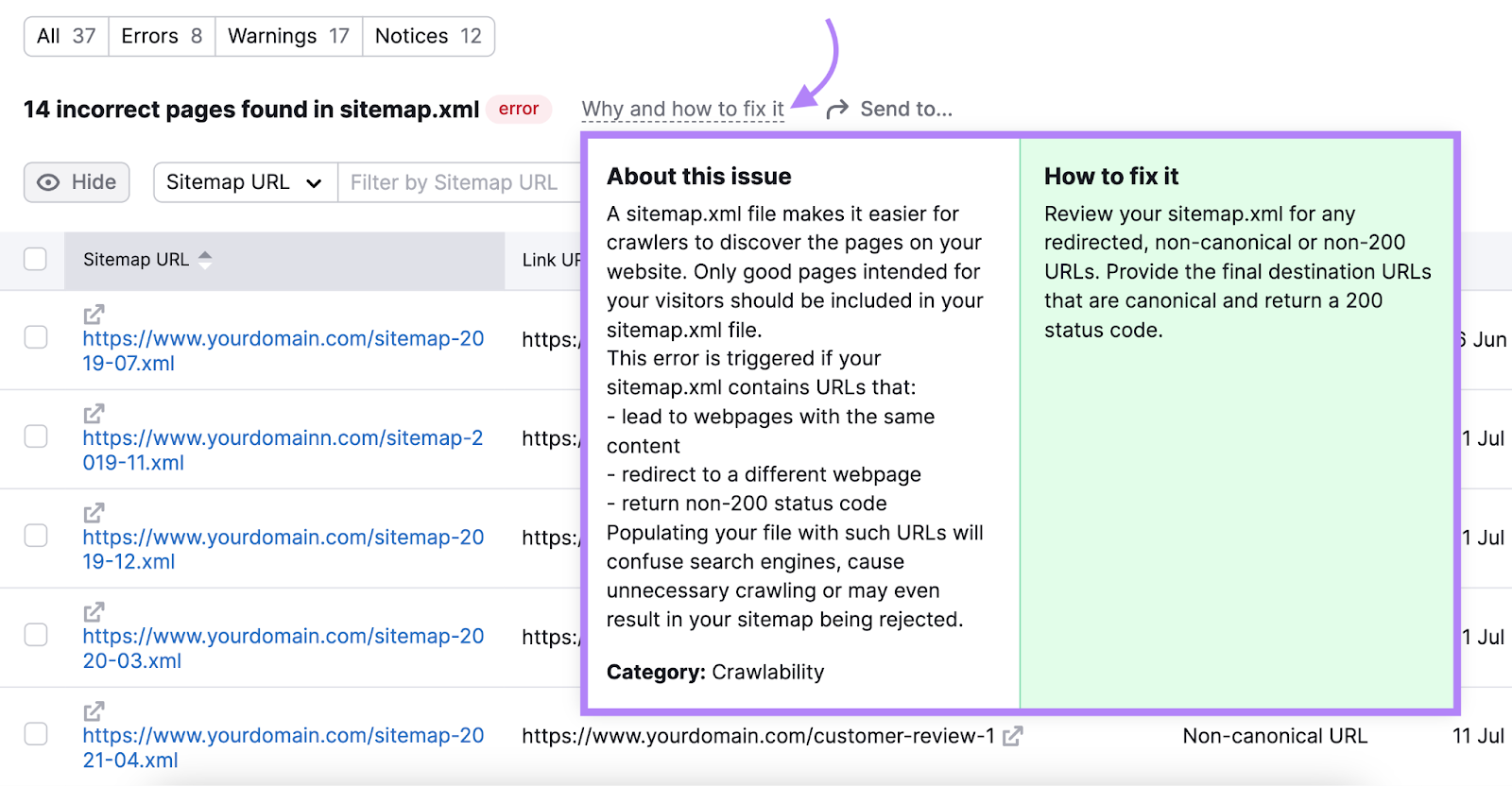 why and how to fix incorrect 网站地图 issues pop up