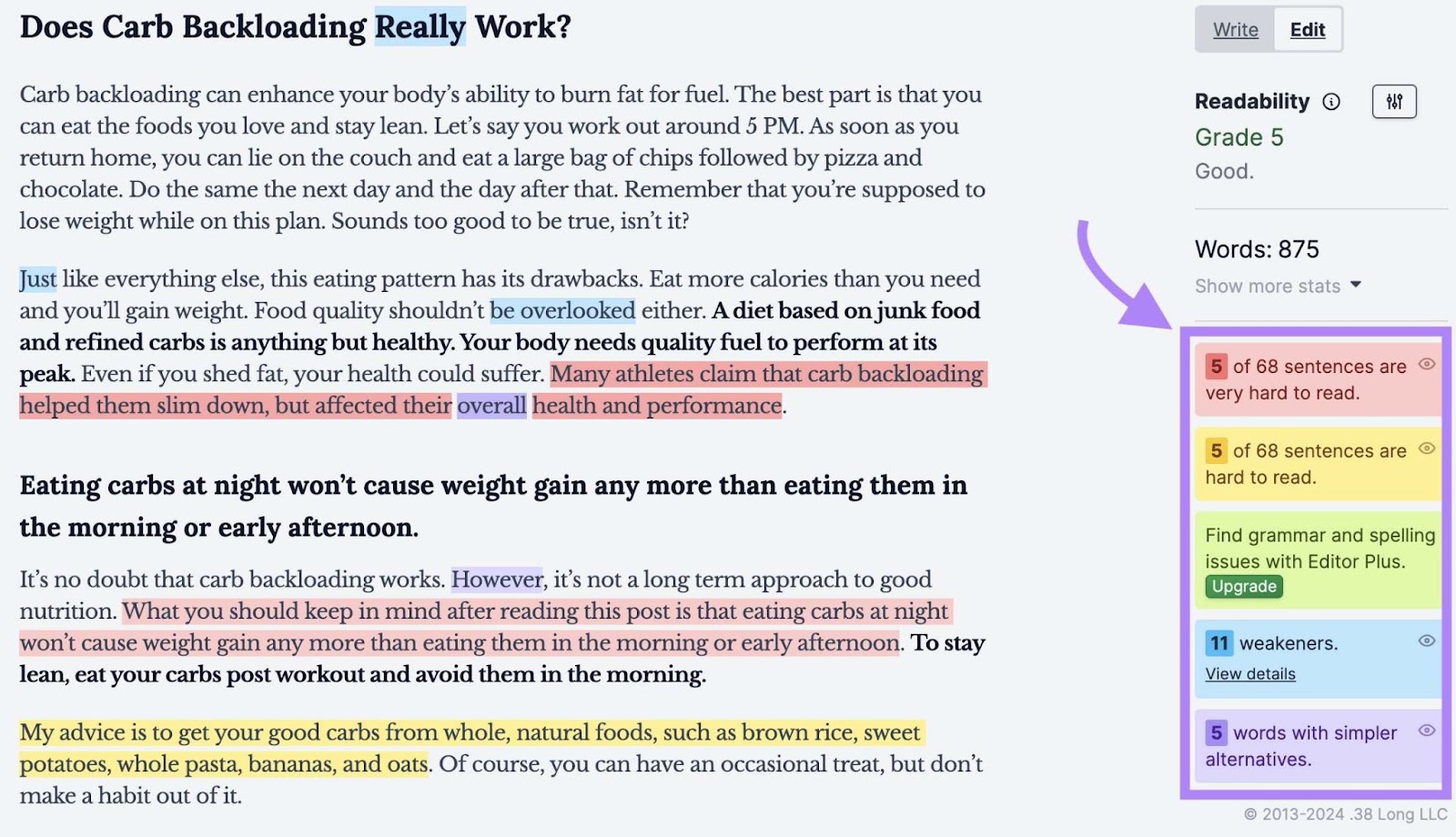 该color-coded feedback system on the right side of the 海明威应用 highlighted.