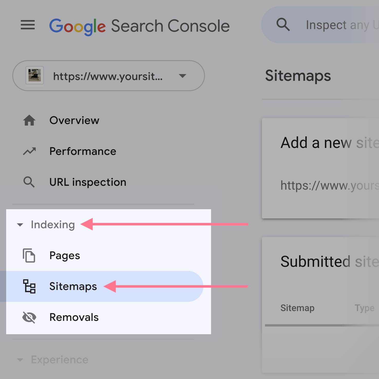 navigate to 网站地图 in google search console