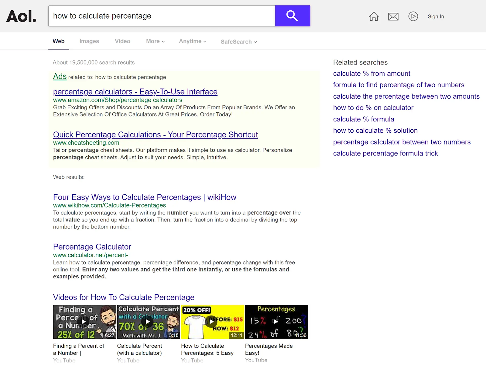 美国在线 SERP for