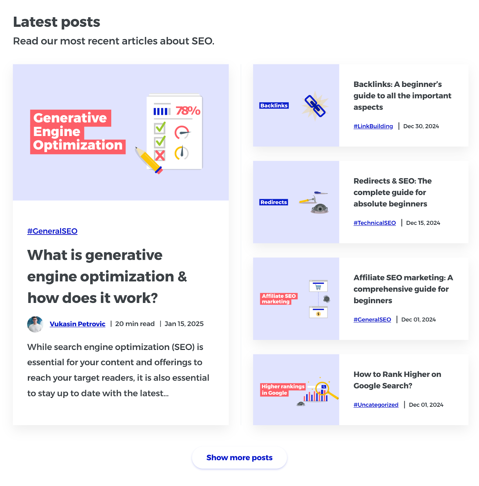 芒果,芒果 SEO blog homepage's latest posts are about generative engine optimization, backlinks, redirects, affiliates，而more.