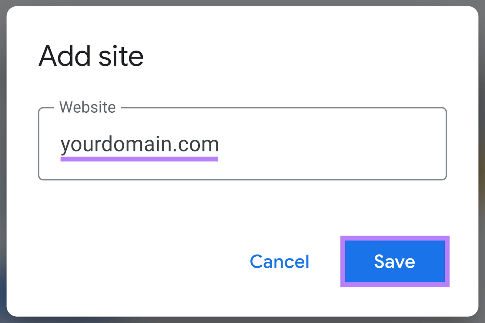 Domain entered into Website field and 储蓄 button highlighted
