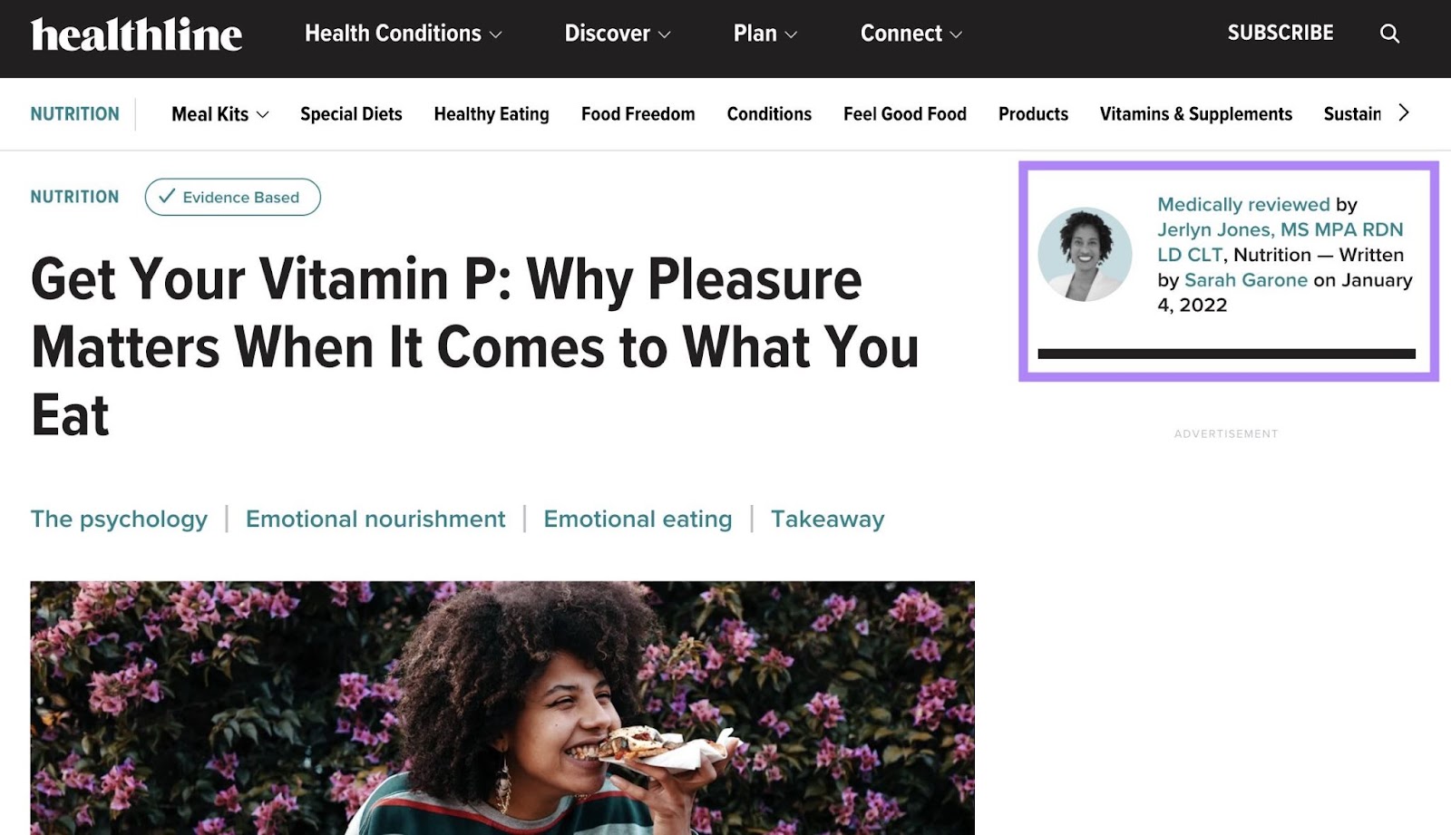 A blog post by Healthline with the