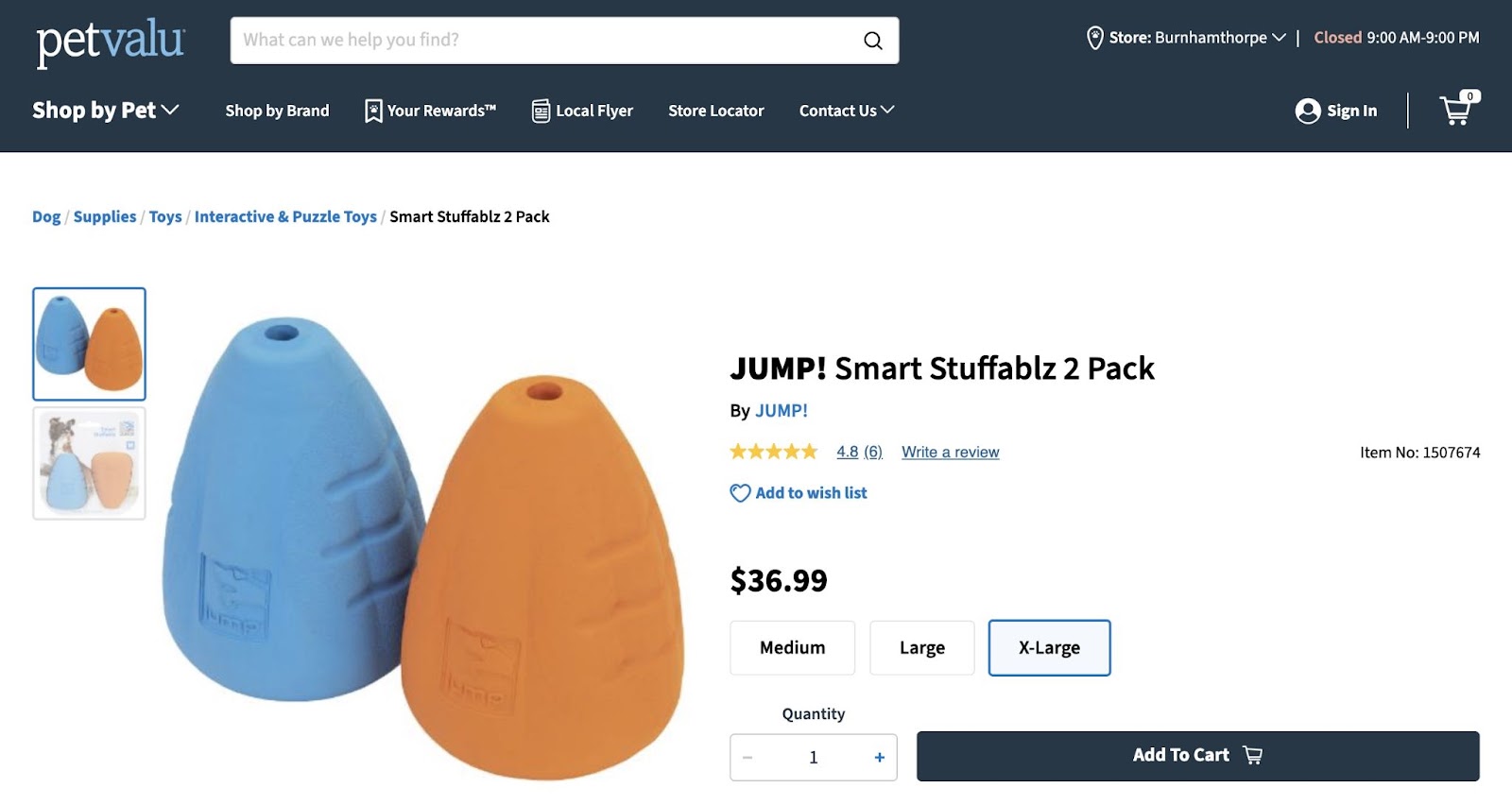 ecommerce product page for a 