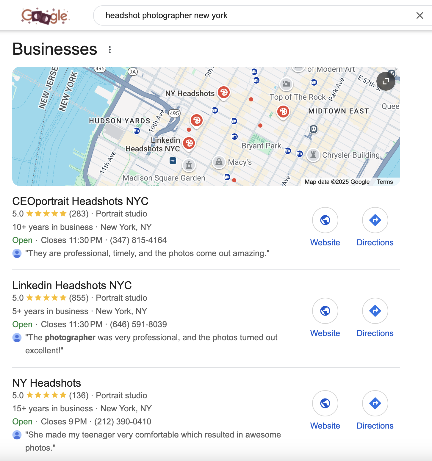 Local map pack shows business locations in Maps和their Google Business Profile.