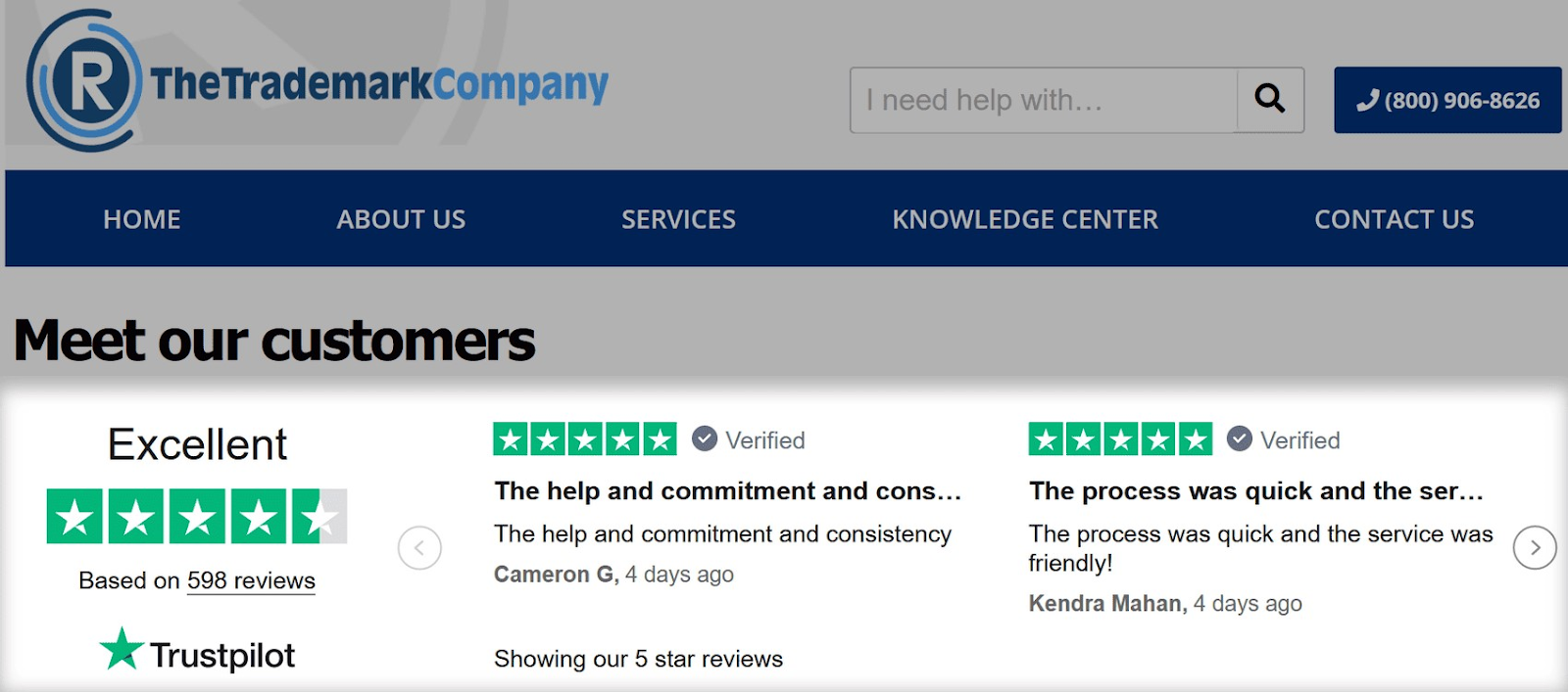 A website includes Trustpilot widget that shows the business's overall rating and a few individual评论。