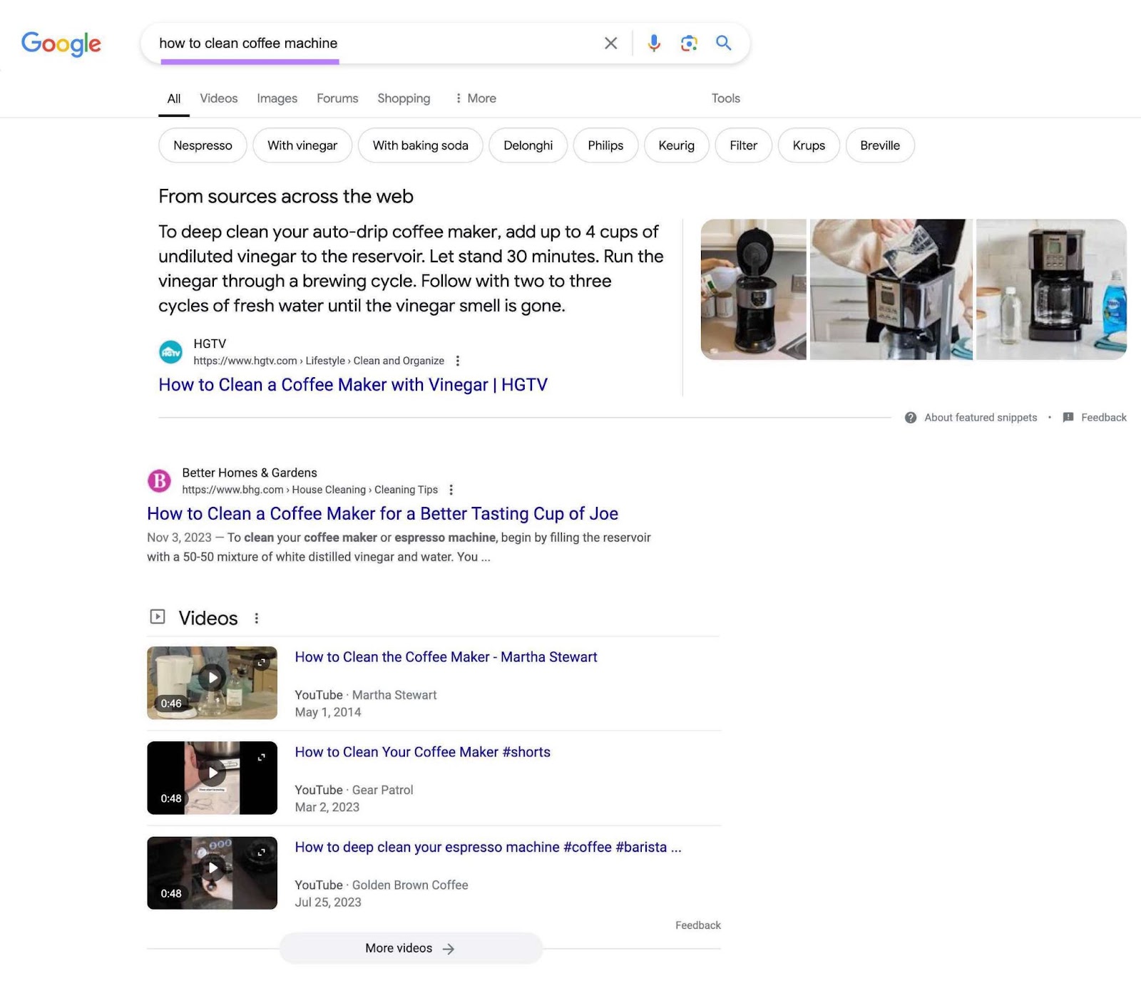 Google SERP for the term