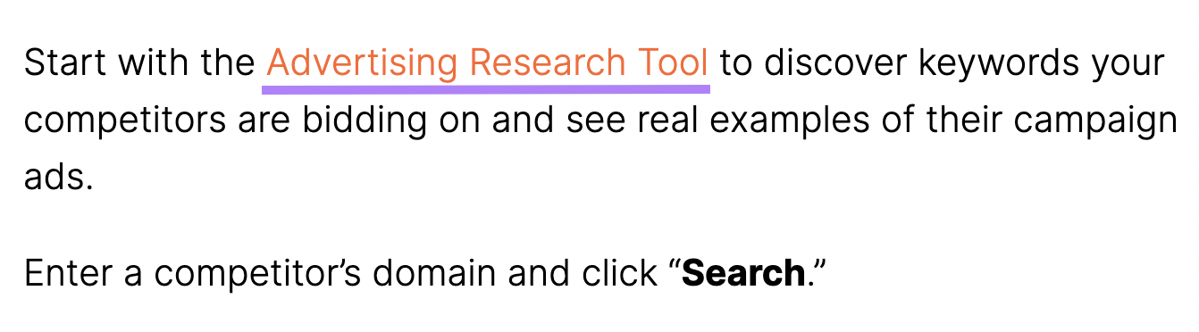 Section of a blog post with a link with anchor text of 