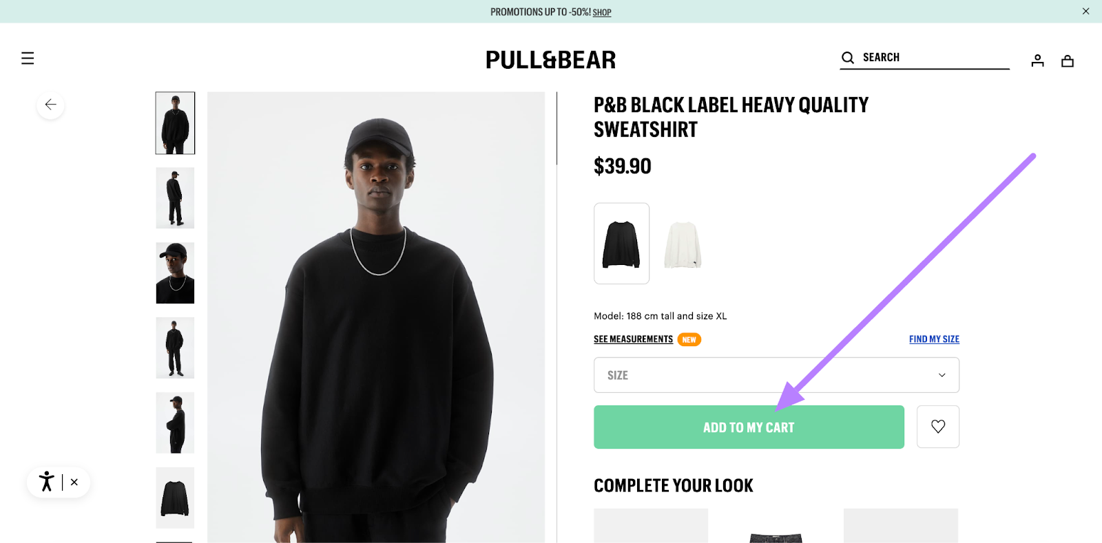 Pull&Bear's product landing page with 