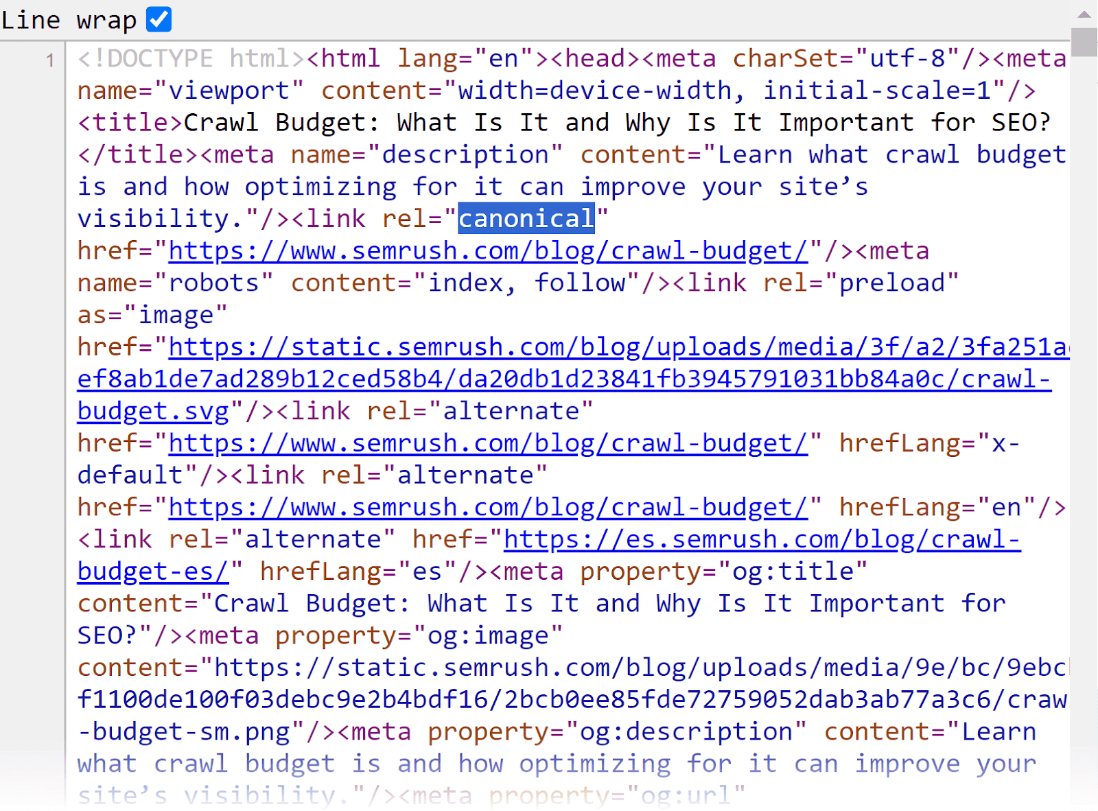 article HTML code with thetag highlighted