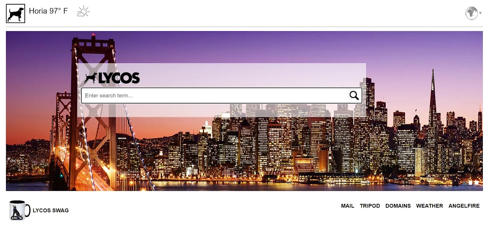 利科斯 Homepage showing the search box in the center of the image