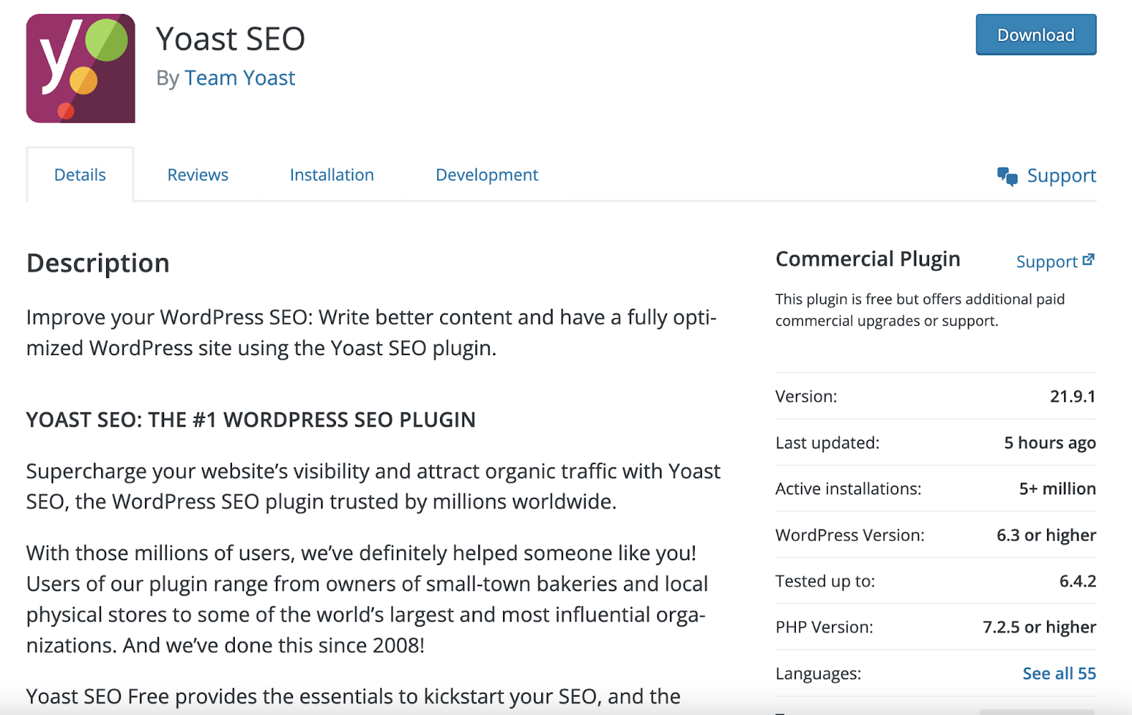 Yoast搜索引擎优化 plugin description